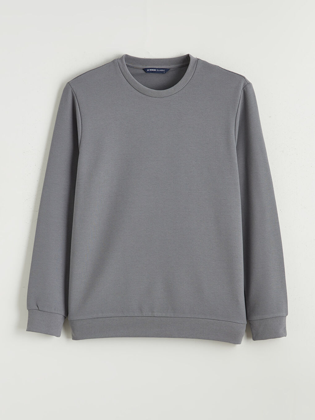 Gri Bisiklet Yaka Erkek Sweatshirt-4