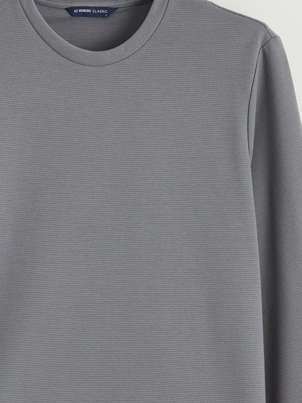 Gri Bisiklet Yaka Erkek Sweatshirt-5