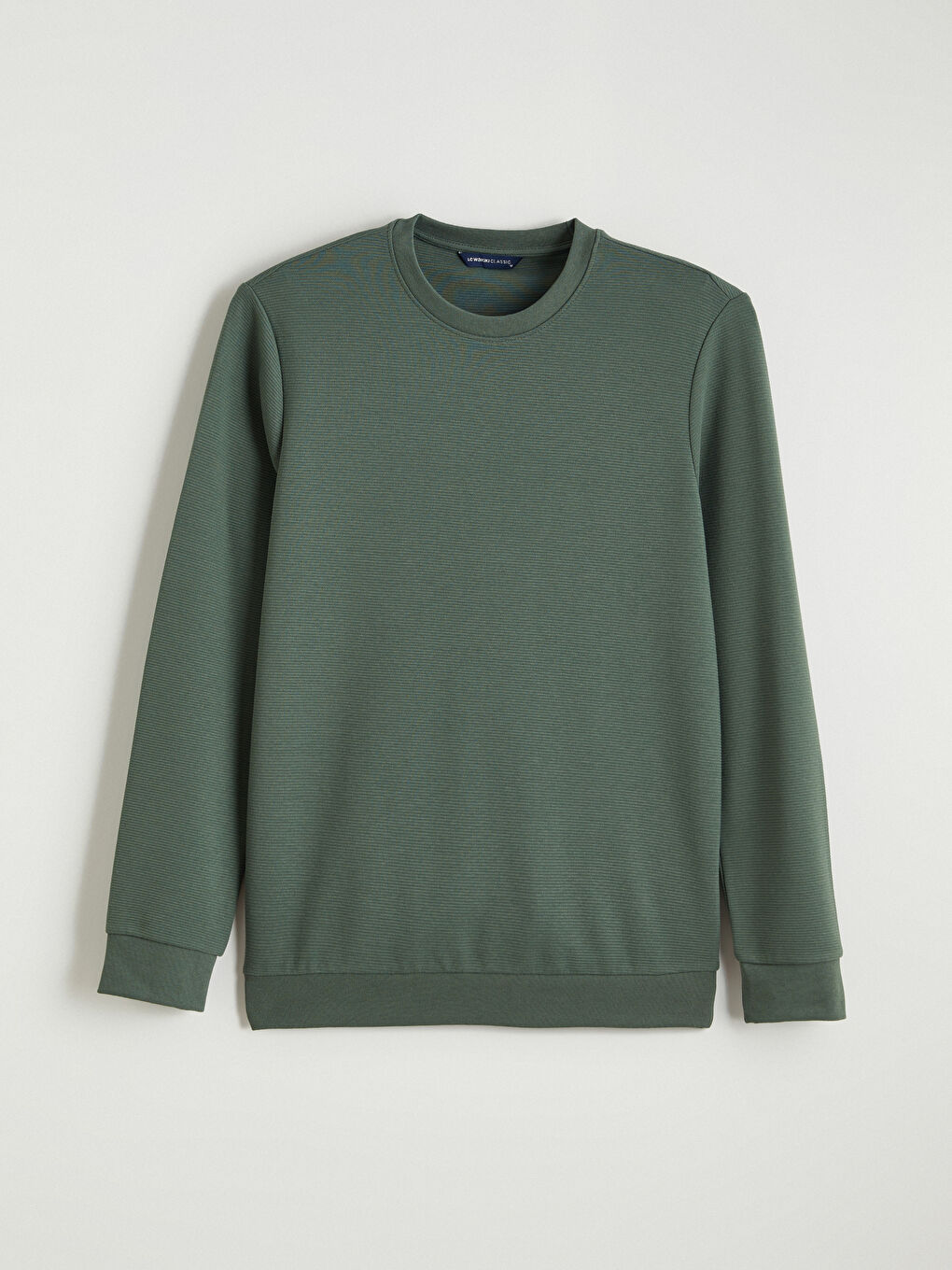 Yeşil Bisiklet Yaka Erkek Sweatshirt-4