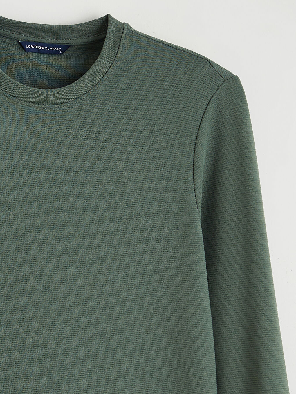 Yeşil Bisiklet Yaka Erkek Sweatshirt-5