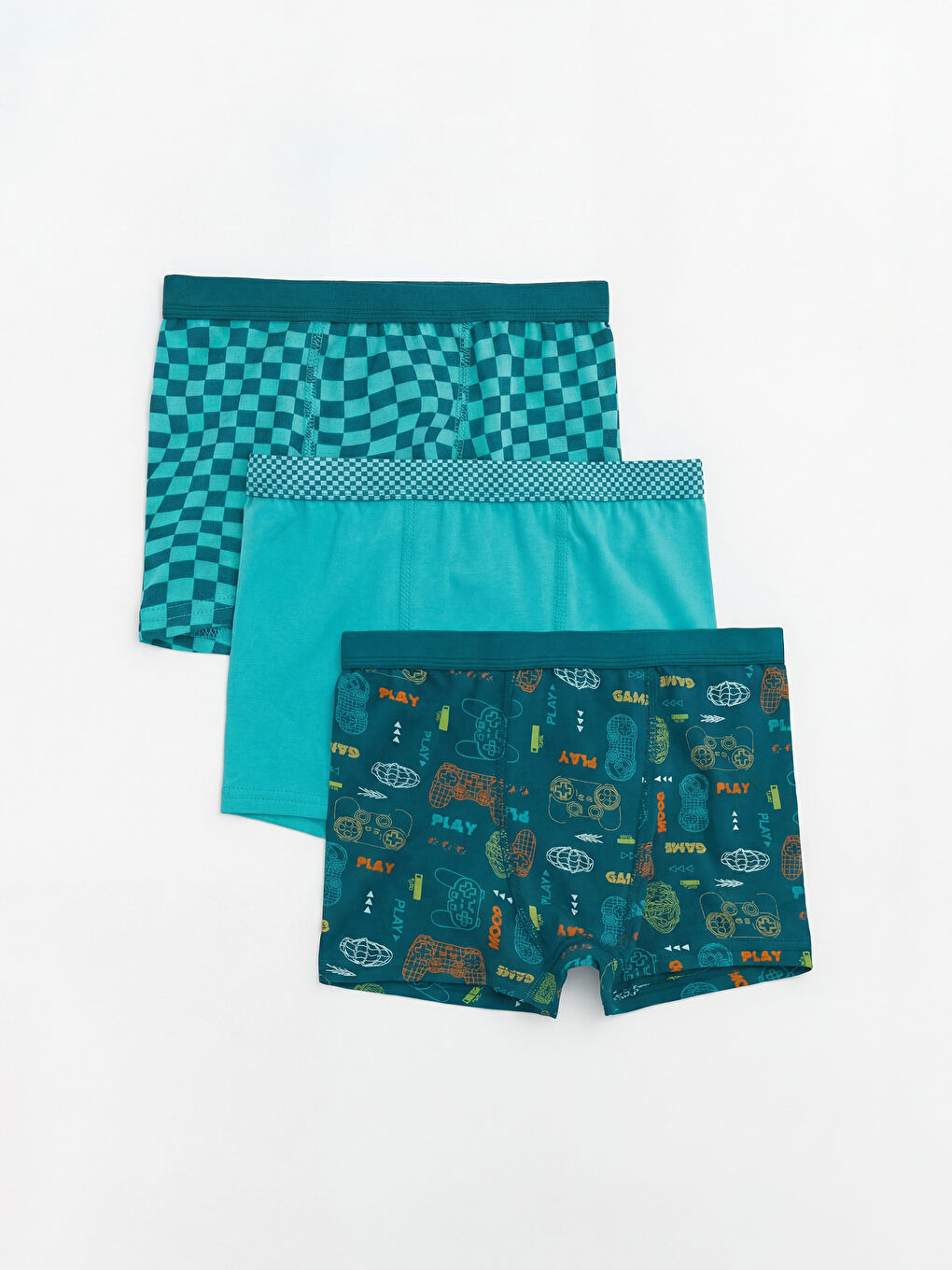 Yeşil Baskılı Erkek Çocuk 3'lü Boxer