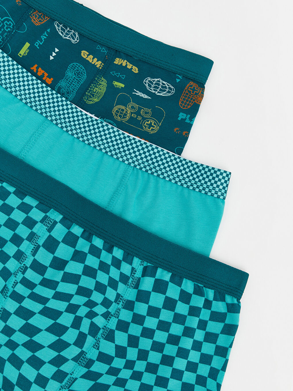 Yeşil Baskılı Erkek Çocuk 3'lü Boxer-5