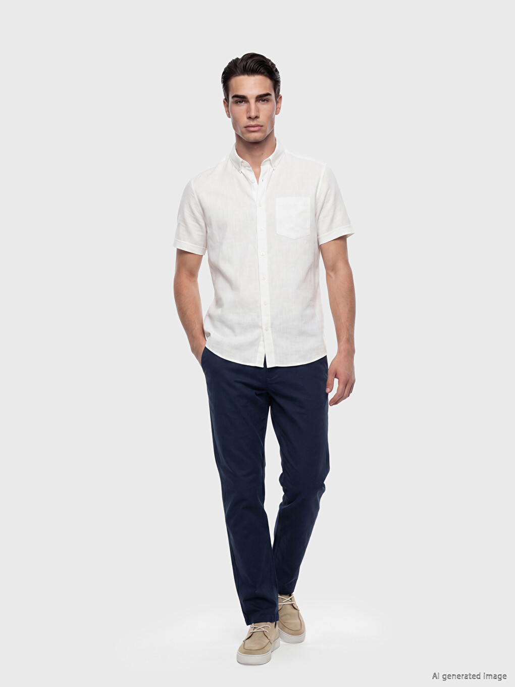 Regular Fit Gabardinske Muške Chino Hlače-1