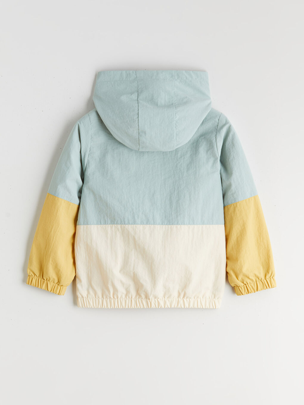 Yeşil Kapüşonlu Renk Bloklu Erkek Çocuk Mont-1