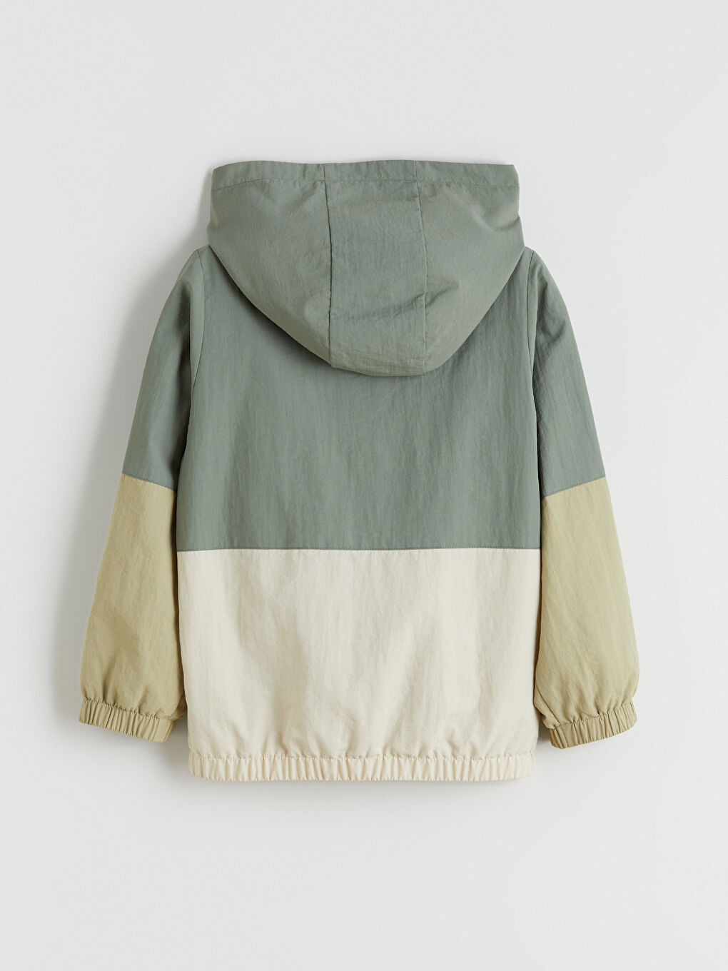 Haki Kapüşonlu Renk Bloklu Erkek Çocuk Mont-2