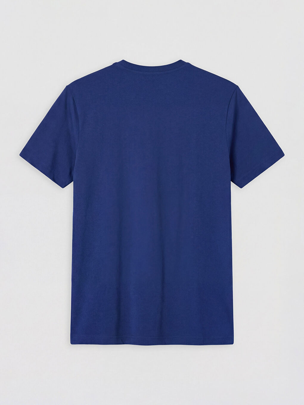 Lacivert Bisiklet Yaka Baskılı Erkek Penye Tişört-1