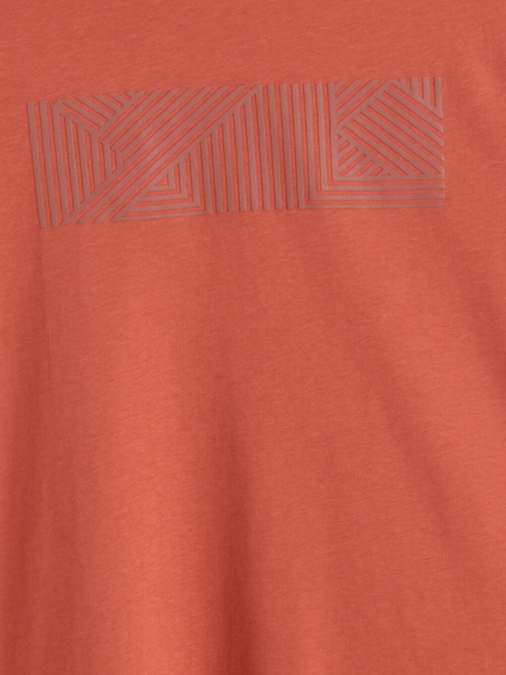 Turuncu Bisiklet Yaka Baskılı Penye Erkek Tişört-1