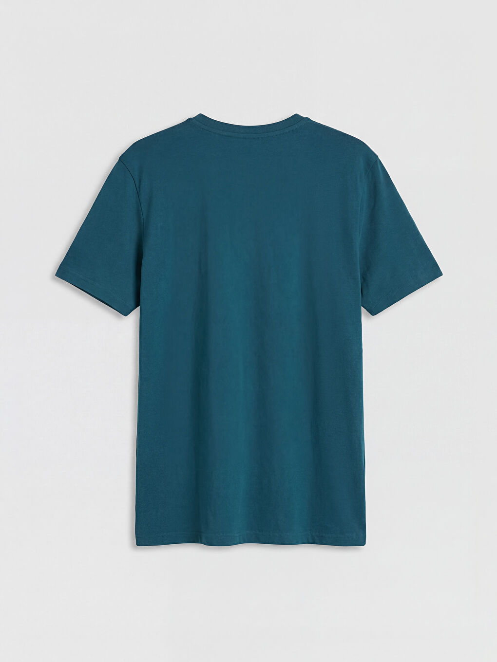 Petrol Bisiklet Yaka Baskılı Erkek Penye Tişört-1