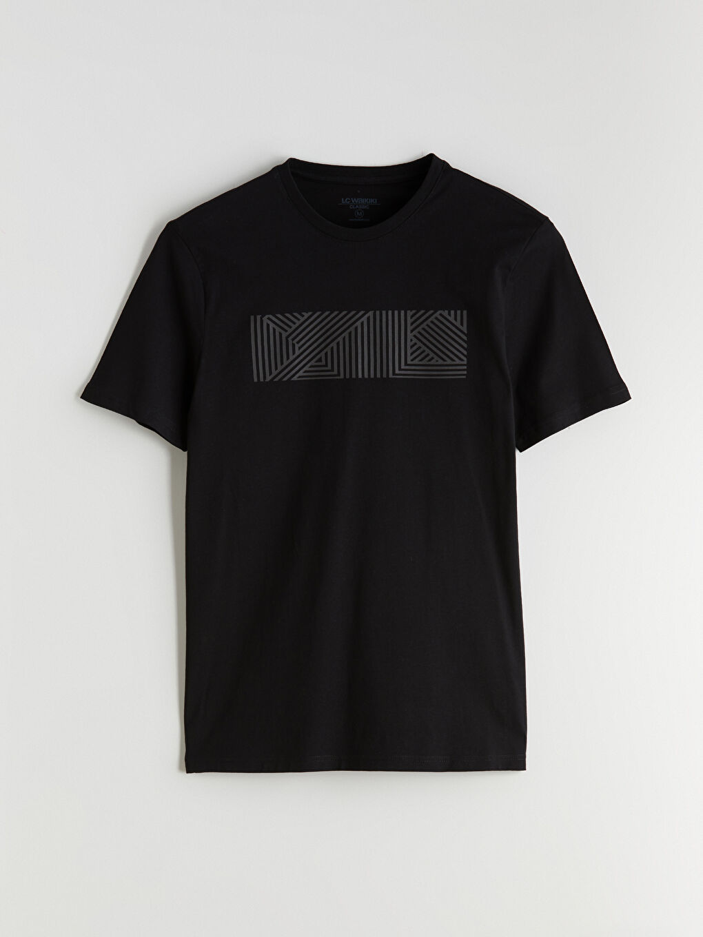 Siyah Bisiklet Yaka Baskılı Penye Erkek Tişört-8