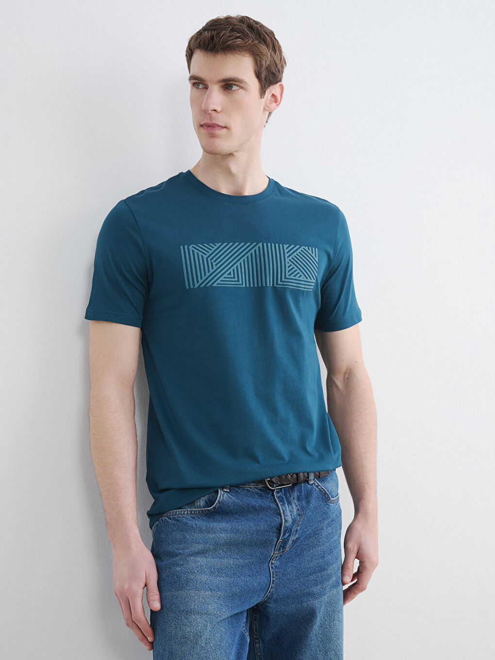 Crew Neck Printed Men's Jersey T-Shirt