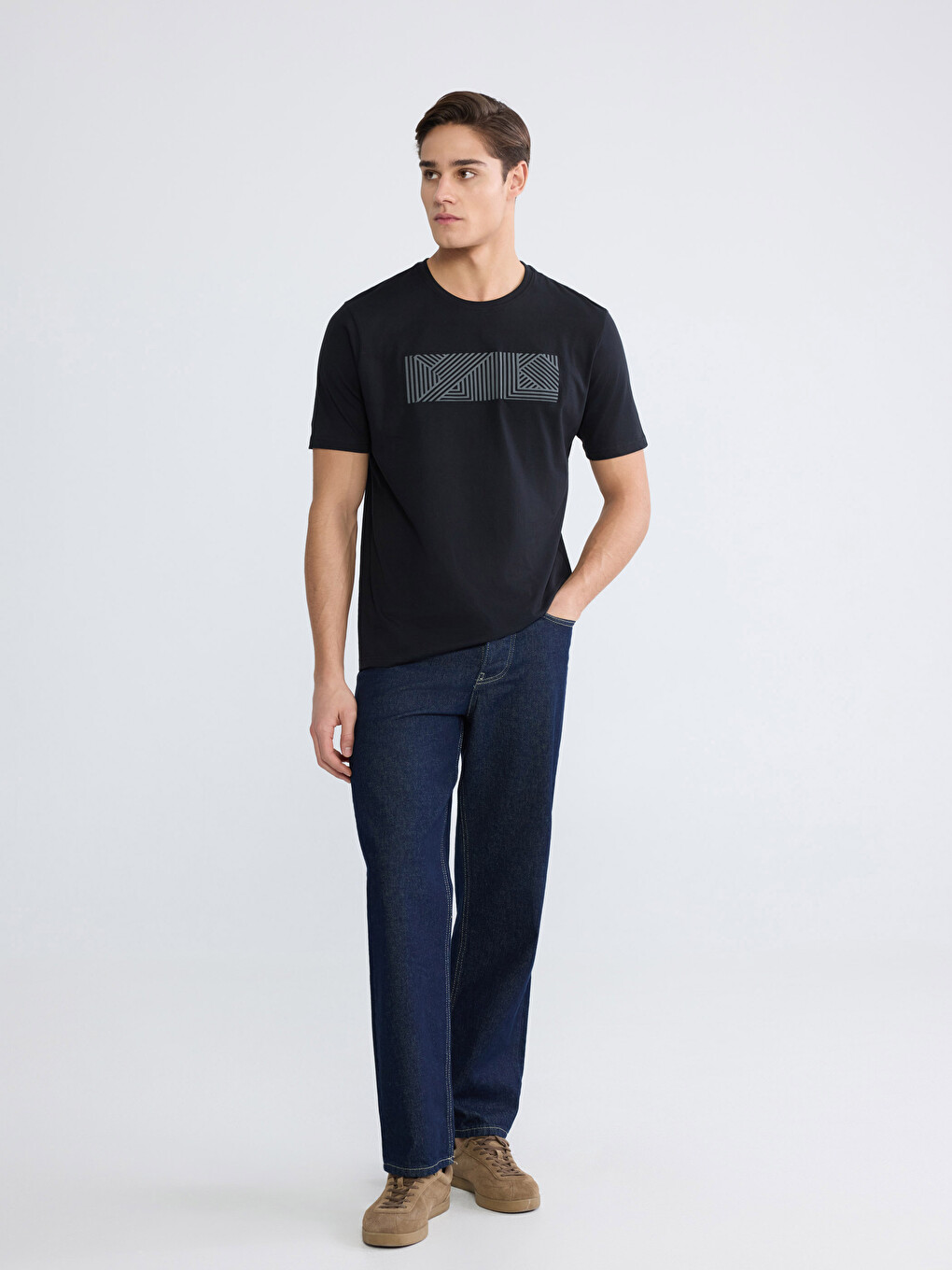 Crew Neck Printed Men's Jersey T-shirt-1