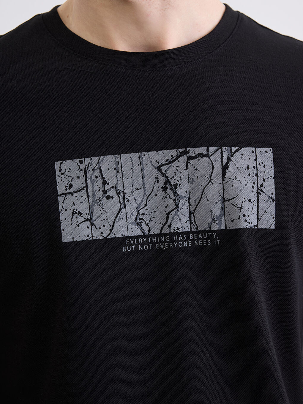 Tricou imprimat cu guler rotund pentru bărbați-2