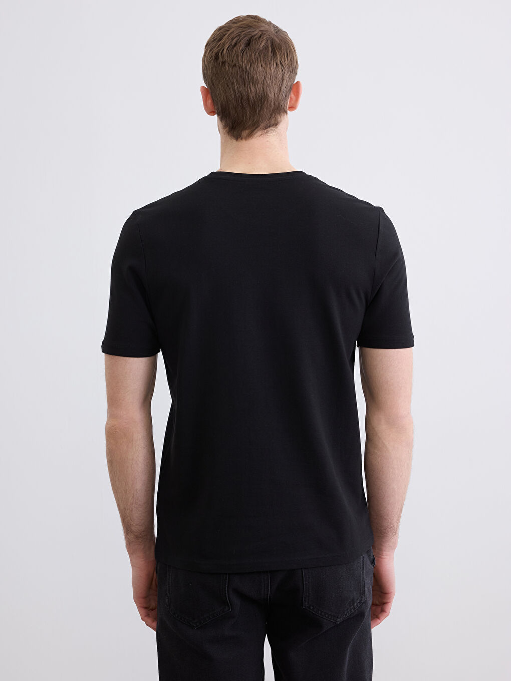 Tricou imprimat cu guler rotund pentru bărbați-3