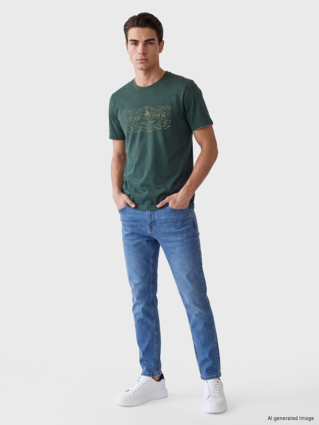 Regular Fit Crew Neck Printed Men's T-shirt-1