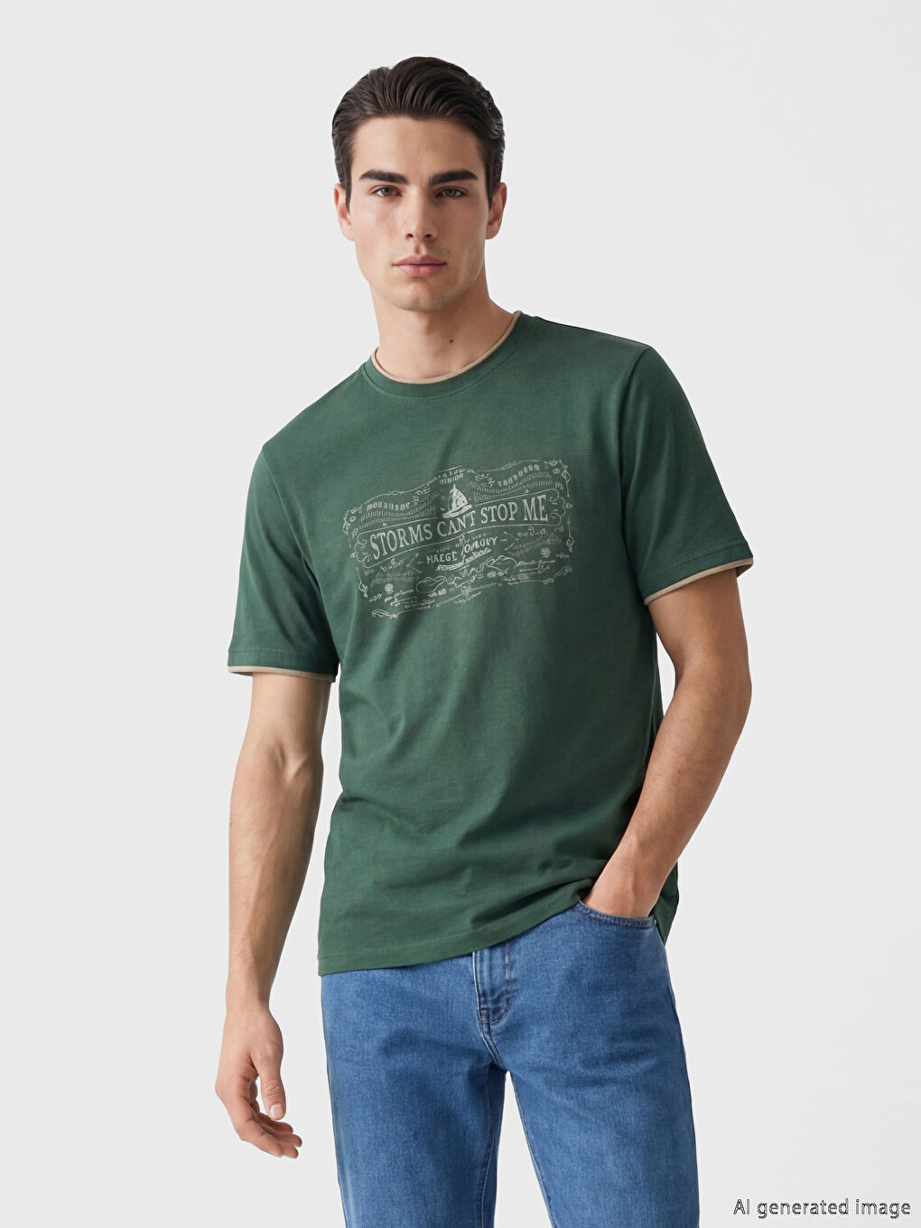 T-shirt Homme Imprimé à Col Rond Coupe Regular