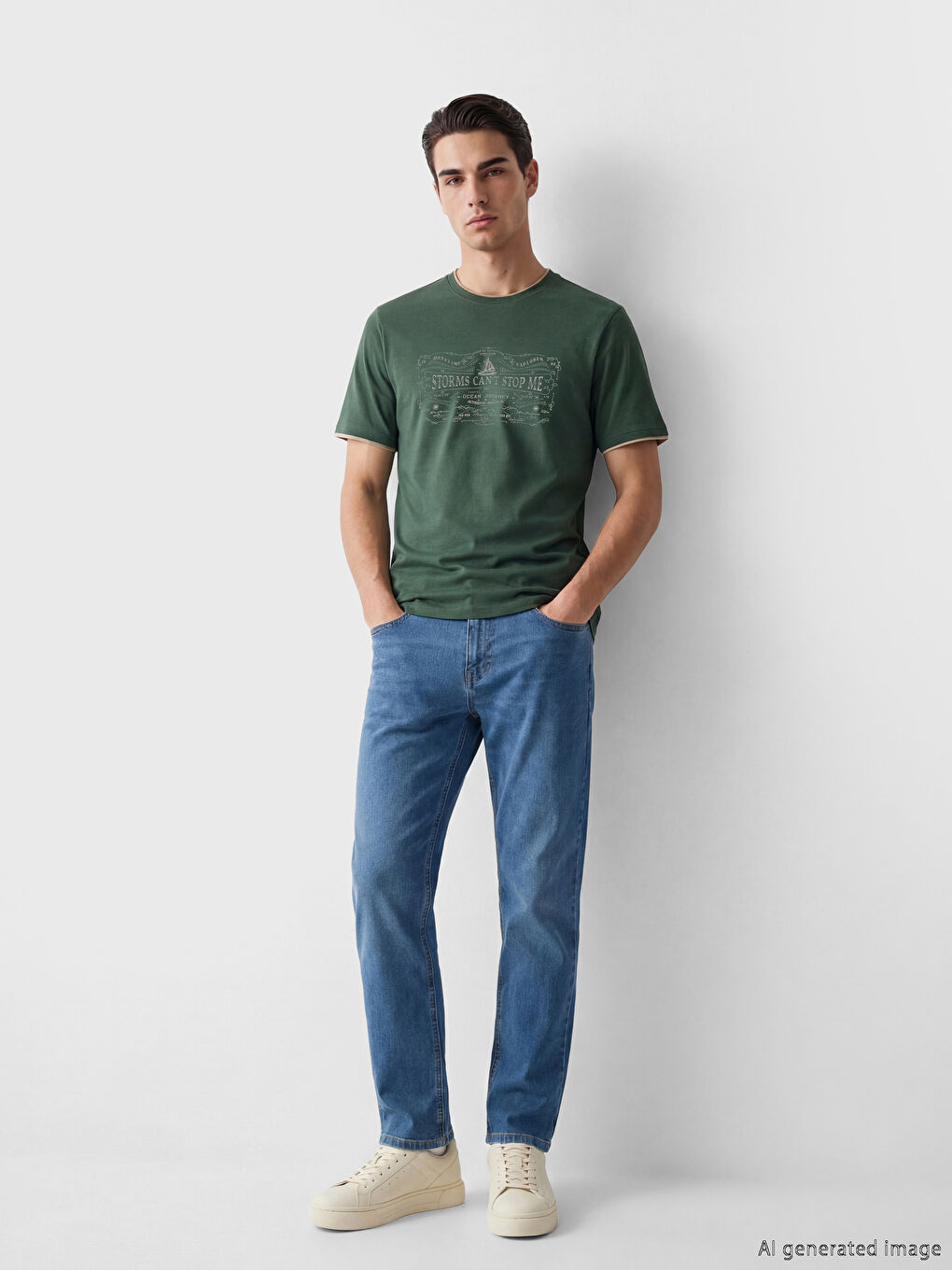 T-shirt Homme Imprimé à Col Rond Coupe Regular-1