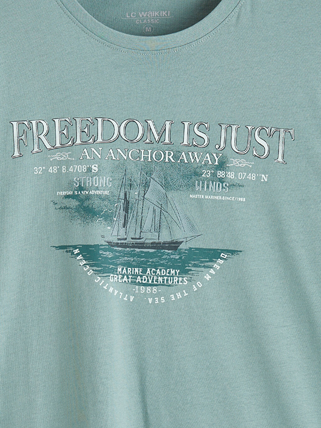 Yeşil Bisiklet Yaka Baskılı Penye Erkek Tişört-5