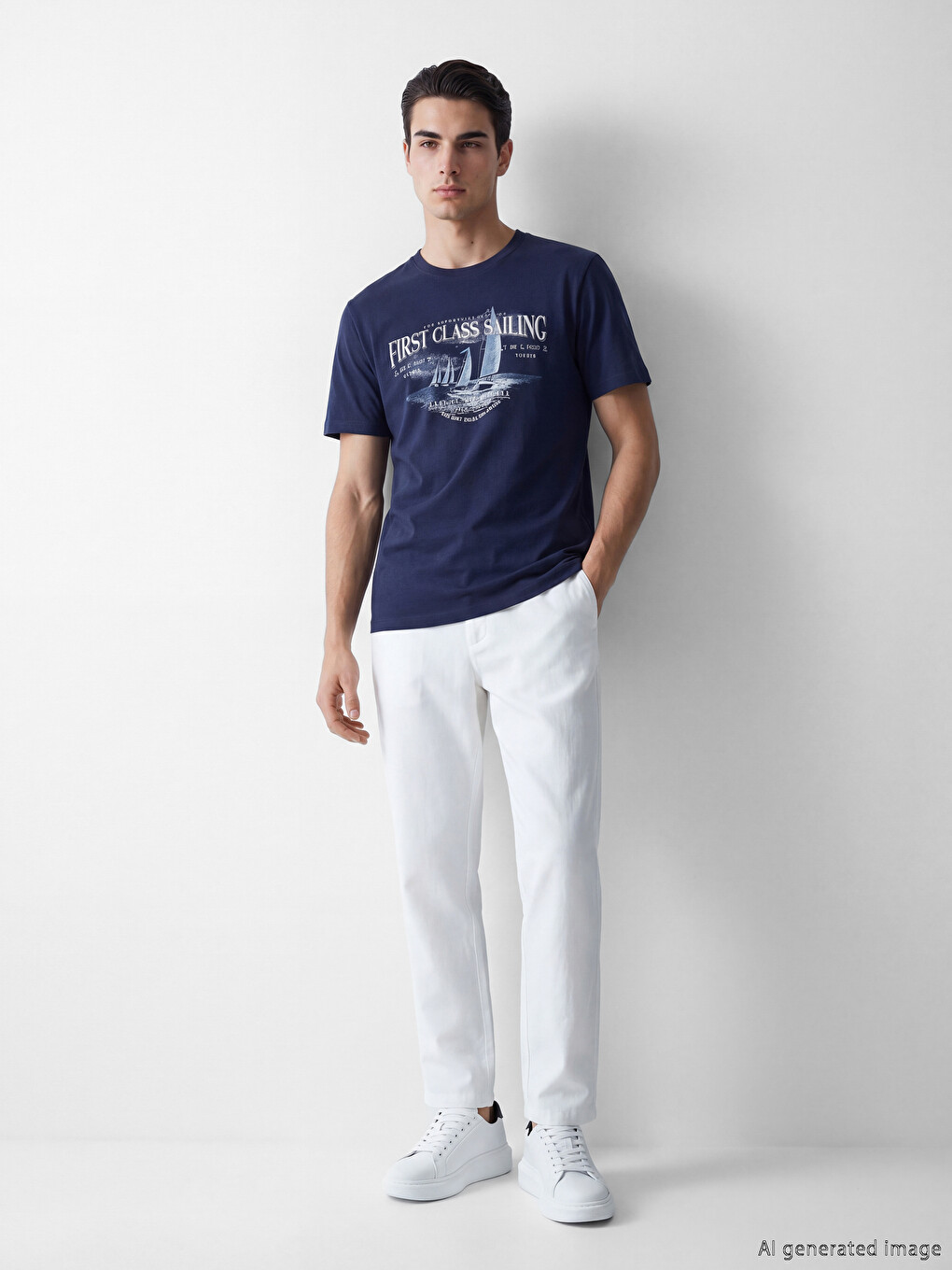 T-shirt Pambuku Me Jakë Të Rrumbullakët, I Stampuar Për Burra-1