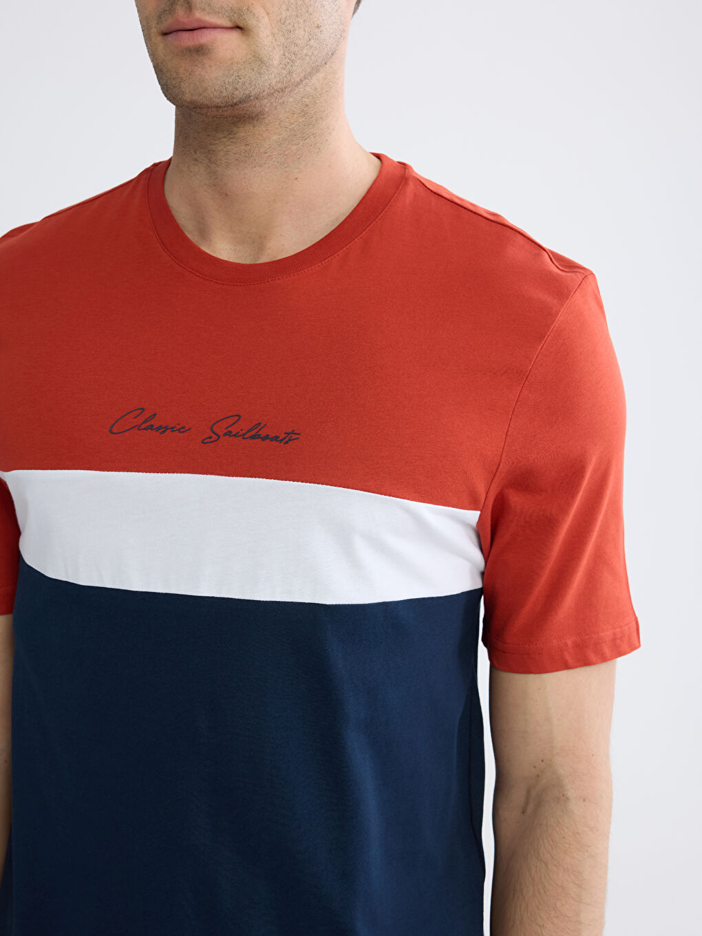 Men's Color-Block Crew Neck T-Shirt-2