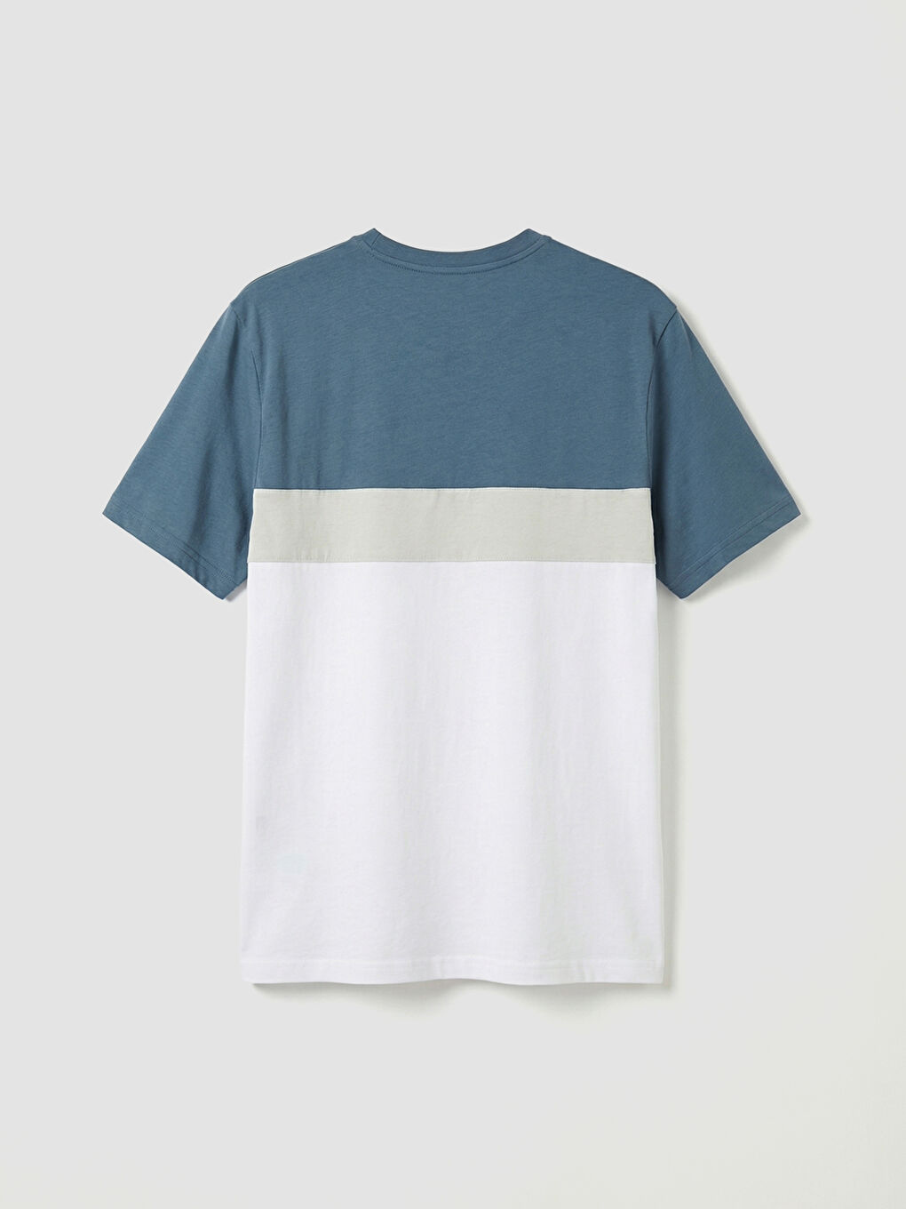 İndigo Bisiklet Yaka Renk Bloklu Penye Erkek Tişört-2