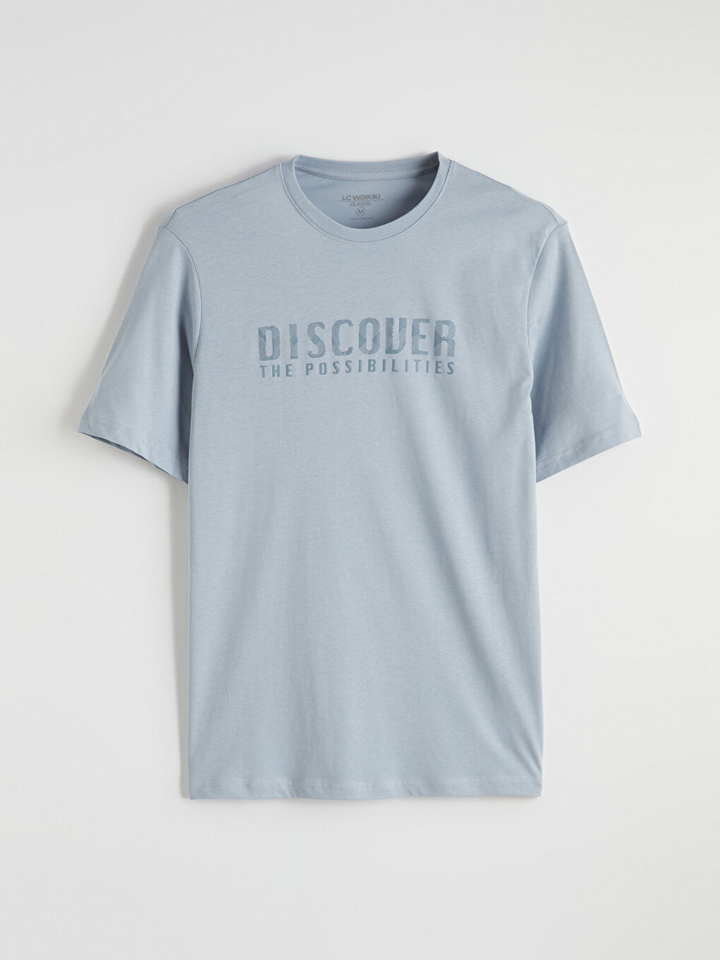 Mavi Bisiklet Yaka Baskılı Penye Erkek Tişört-4