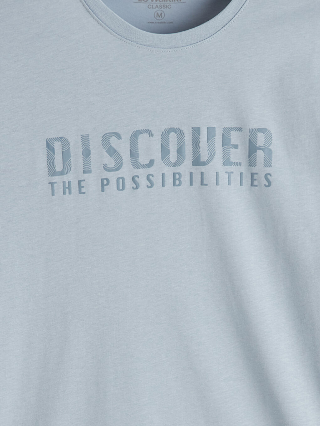 Mavi Bisiklet Yaka Baskılı Penye Erkek Tişört-5