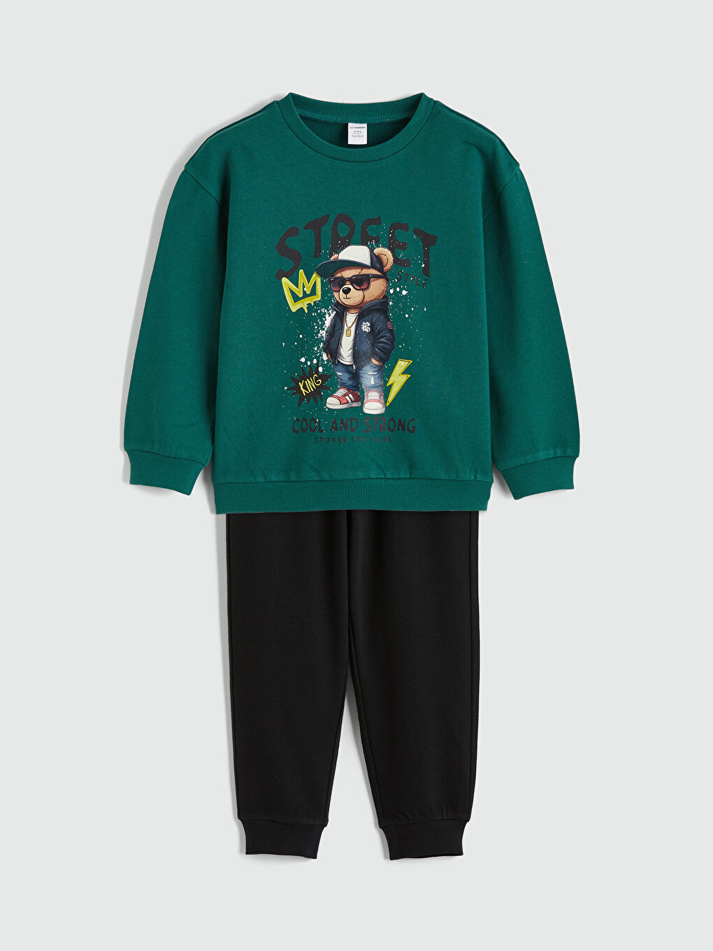 Teddy Bear Printed Boys' Sweatshirt and Sweatpants