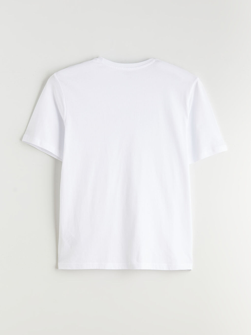 Beyaz Bisiklet Yaka Baskılı Penye Erkek Tişört-4