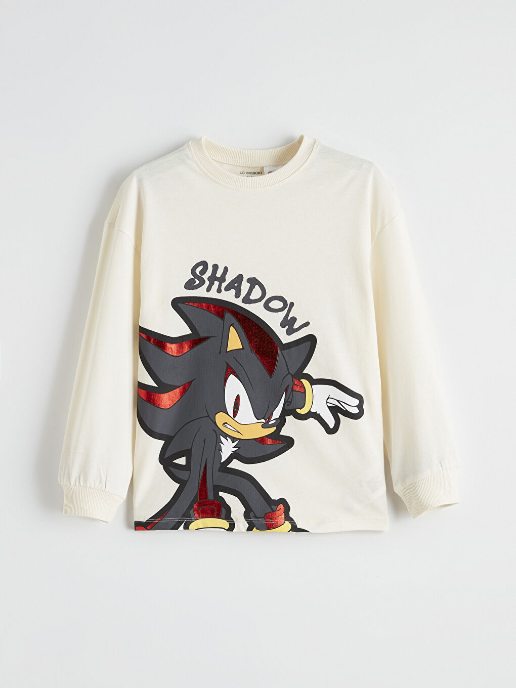 Bej Bisiklet Yaka Sonic Baskılı Erkek Çocuk Tişört