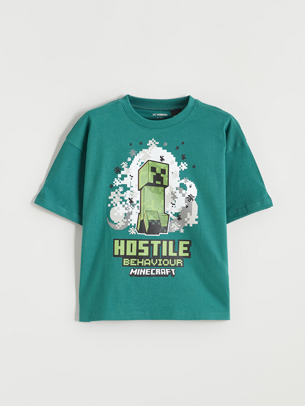 Turkuaz Minecraft Baskılı Erkek Çocuk Tişört