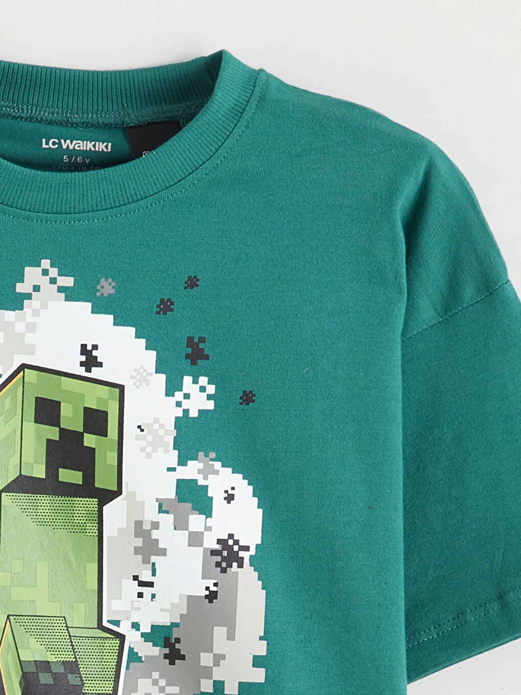 Turkuaz Minecraft Baskılı Erkek Çocuk Tişört-1