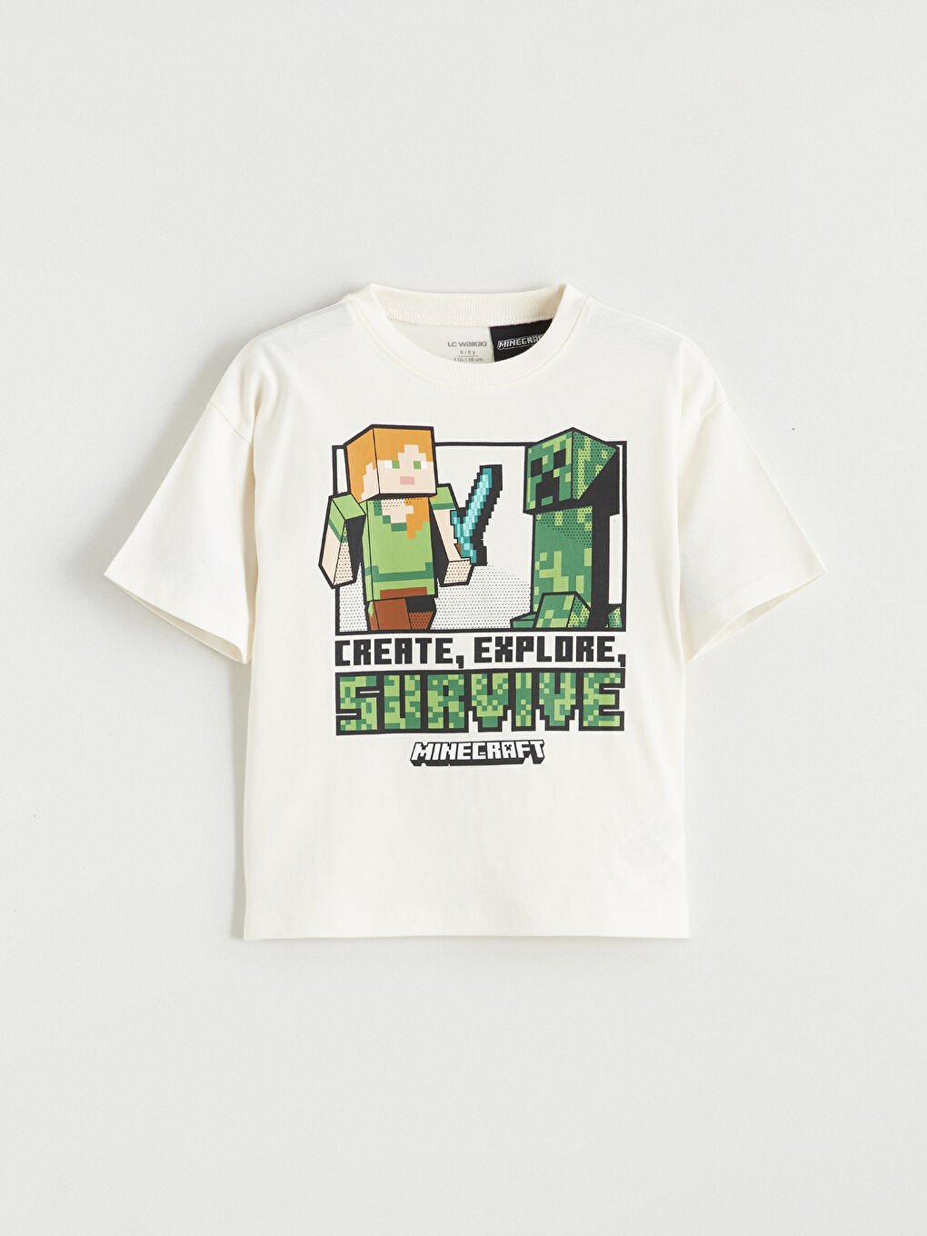 Bej Minecraft Baskılı Erkek Bebek Tişört 2'li-4