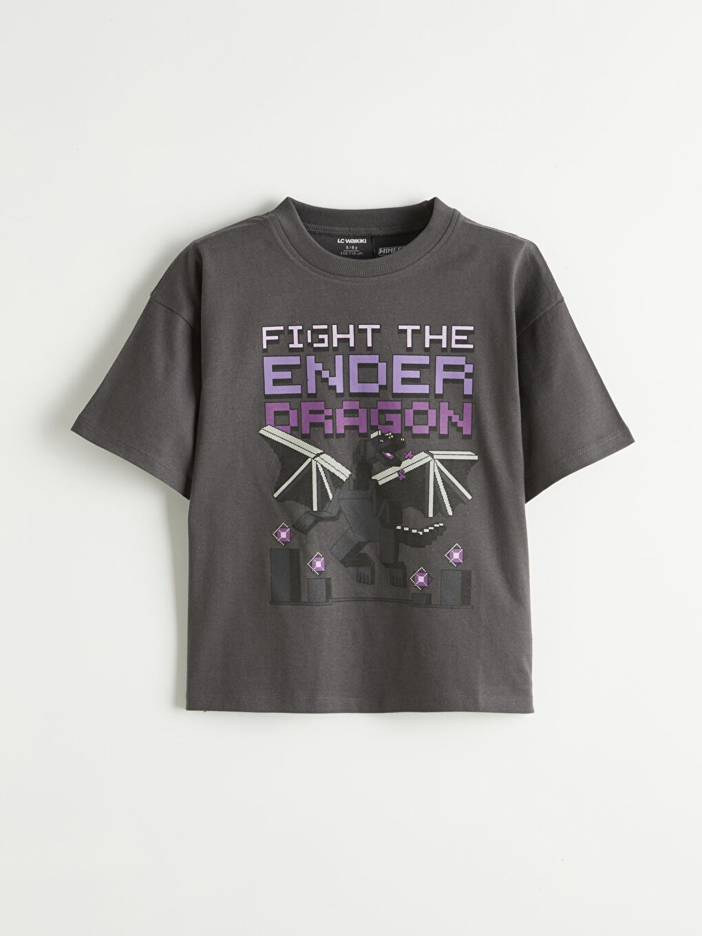 Bej Erkek Çocuk Minecraft Baskılı Tişört 2'li-1