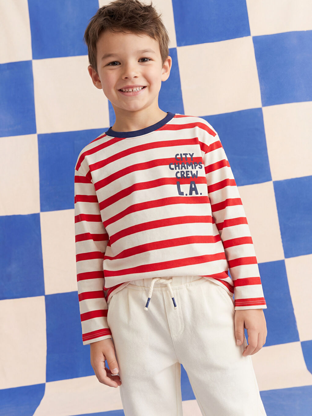 Футболка для мальчиков с круглым вырезом и полосатым узором, упаковка из 2 штук-1