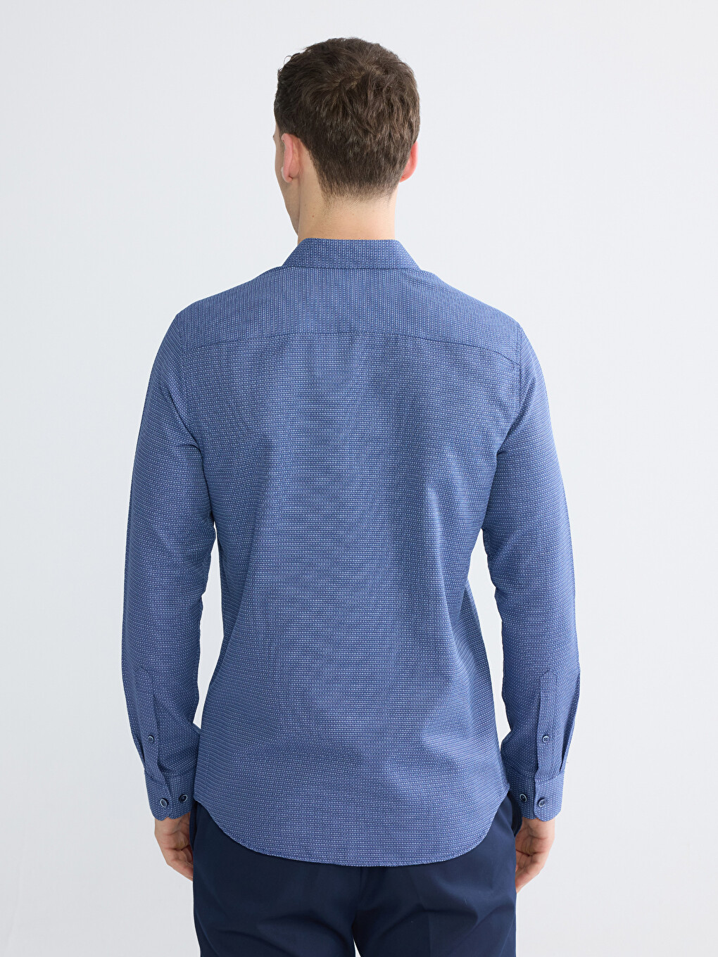 Slim Fit Long Sleeve Dobby Men's Shirt-3