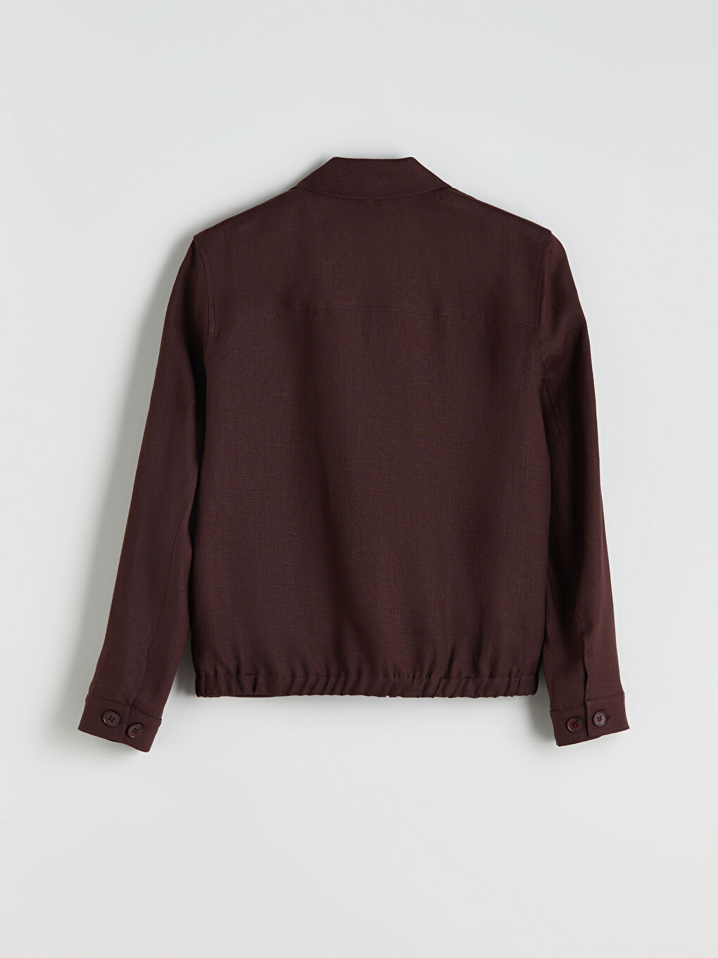 Kahverengi Gömlek Yaka %100 Keten Erkek Ceket-9