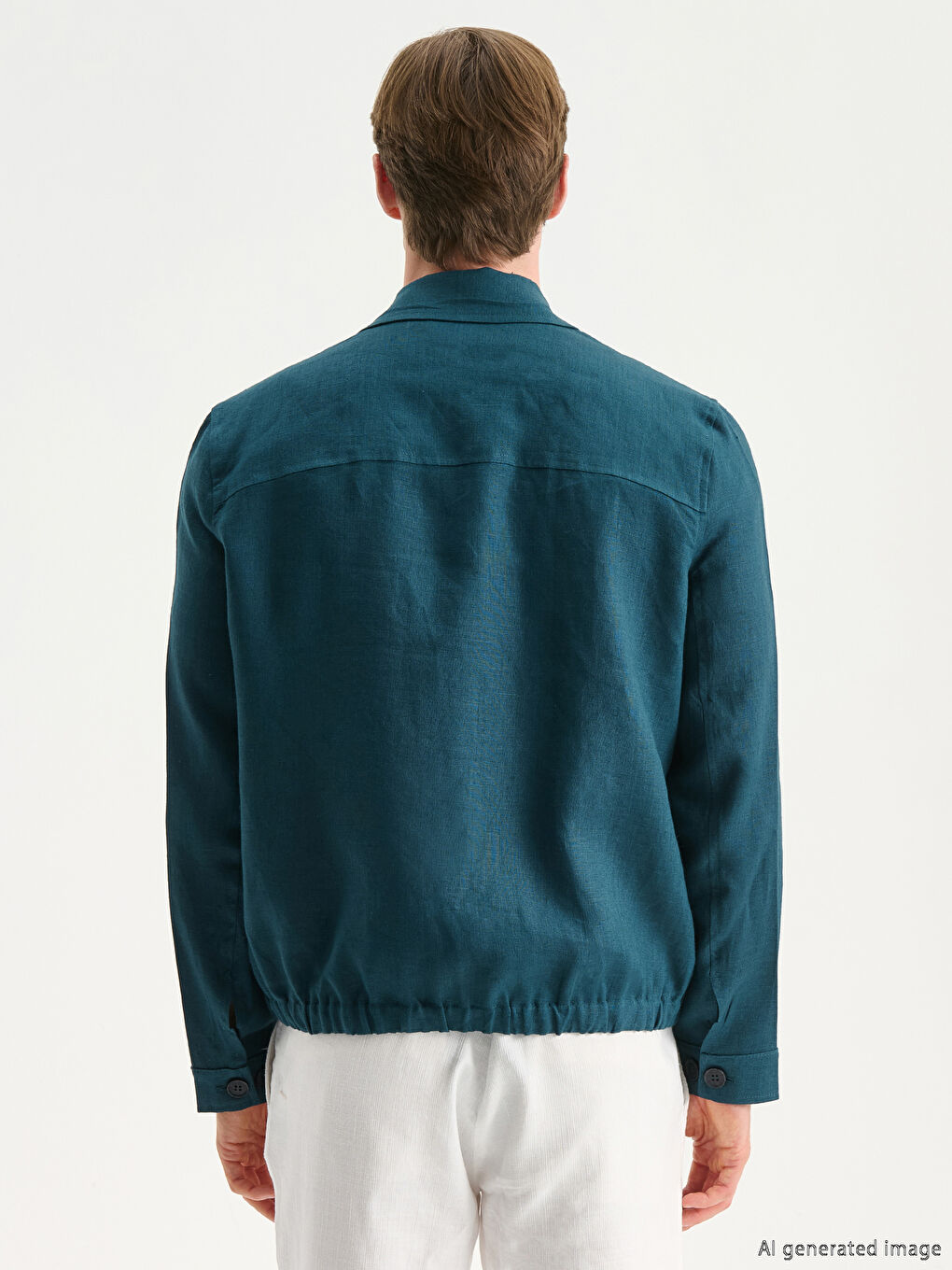 Shirt Collar 100% Linen Men's Jacket-5