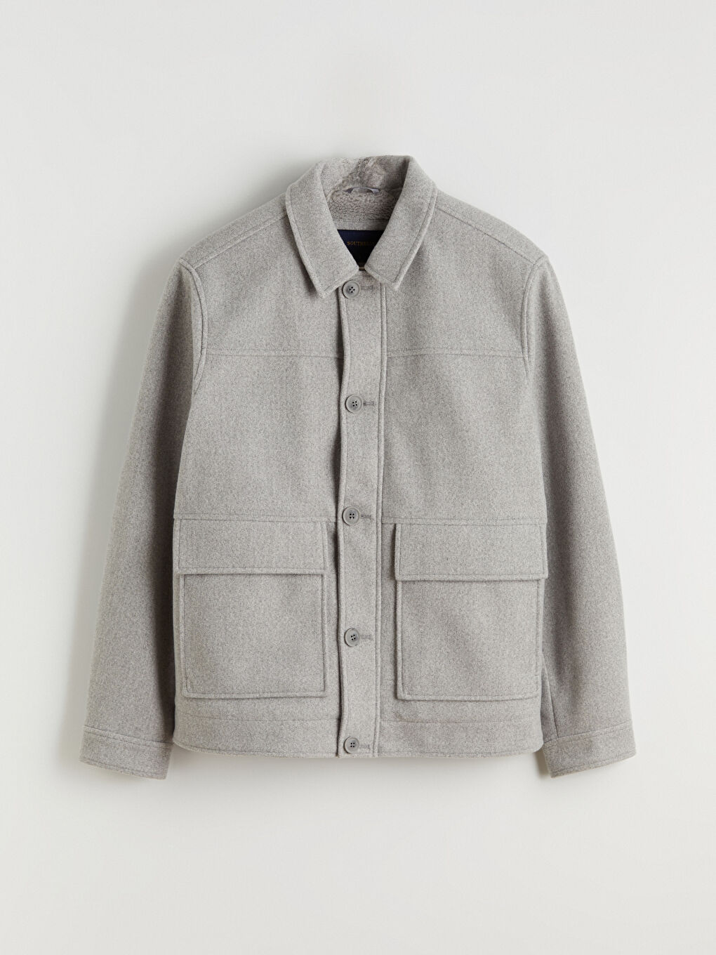 Gri Standart Kalıp Erkek Kaşe Mont-5