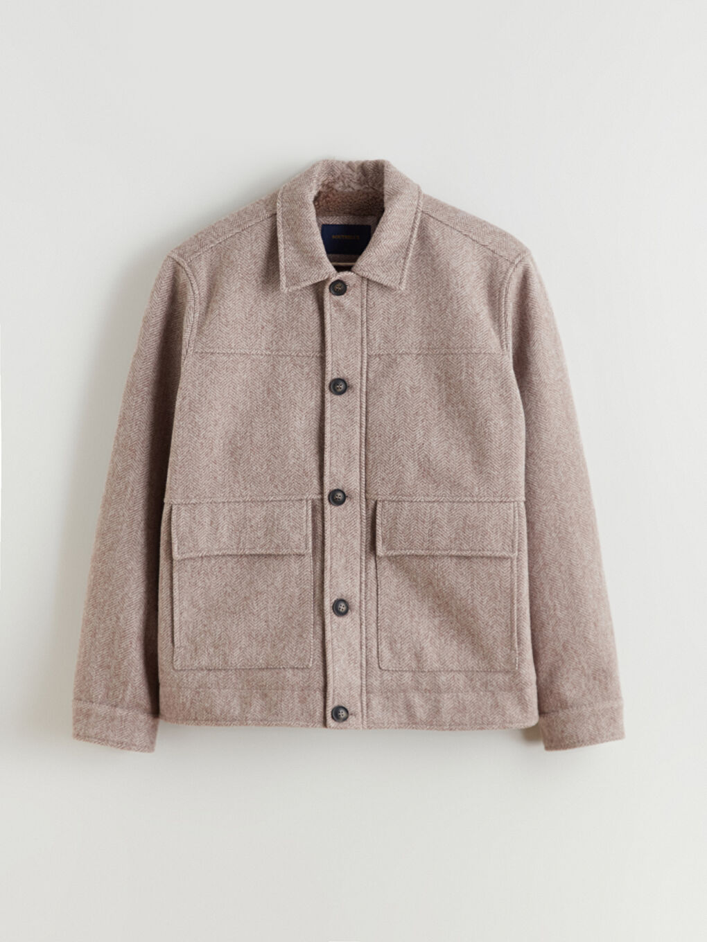 Bej Standart Kalıp Erkek Kaşe Mont-5