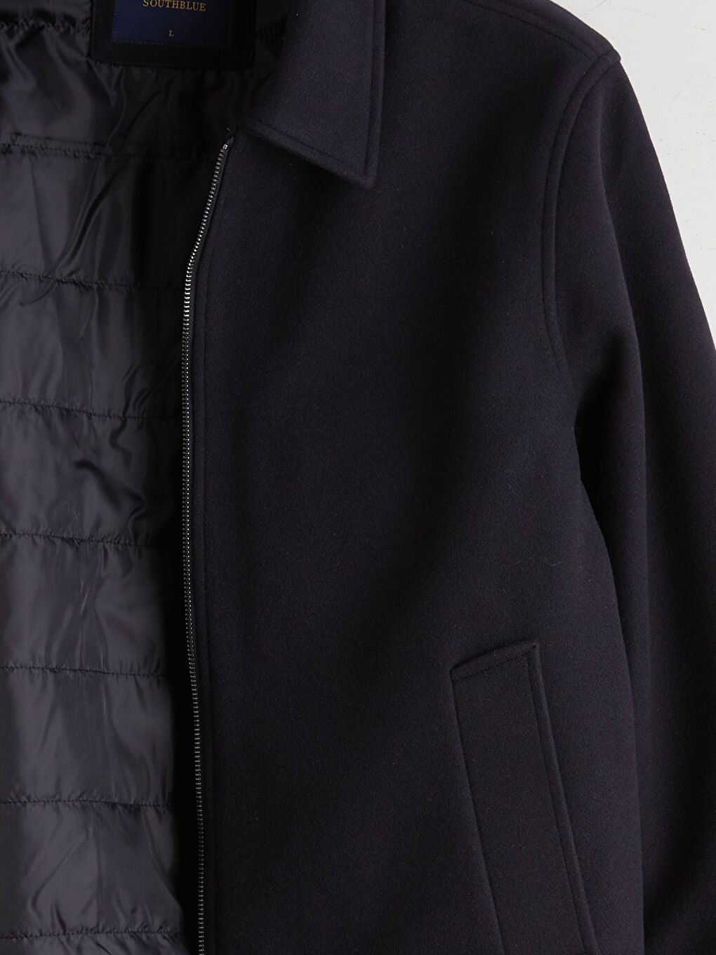 Lacivert Standart Kalıp Gömlek Yaka Erkek Kaşe Mont-7