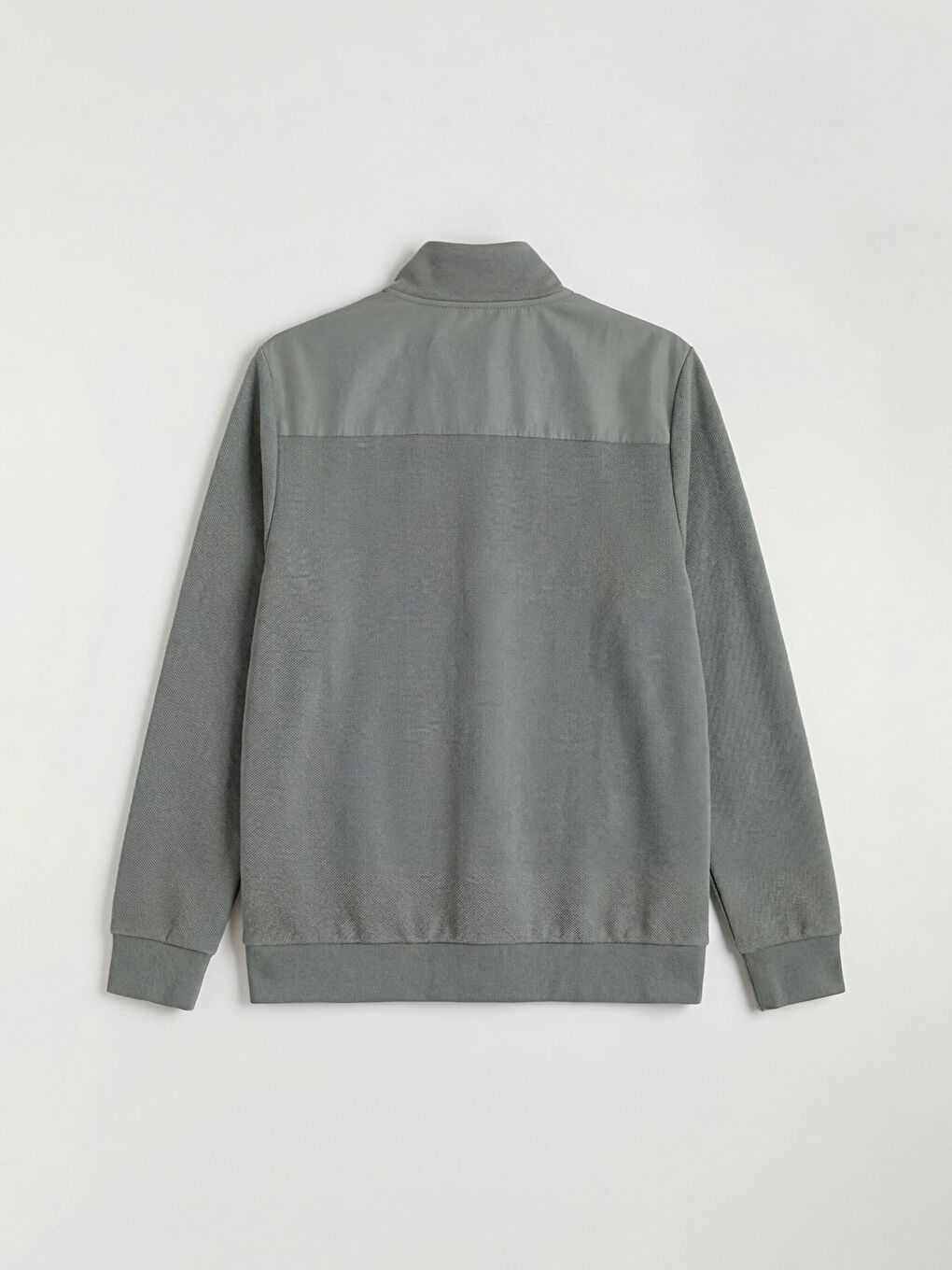 Haki Dik Yaka Erkek Fermuarlı Sweatshirt-6