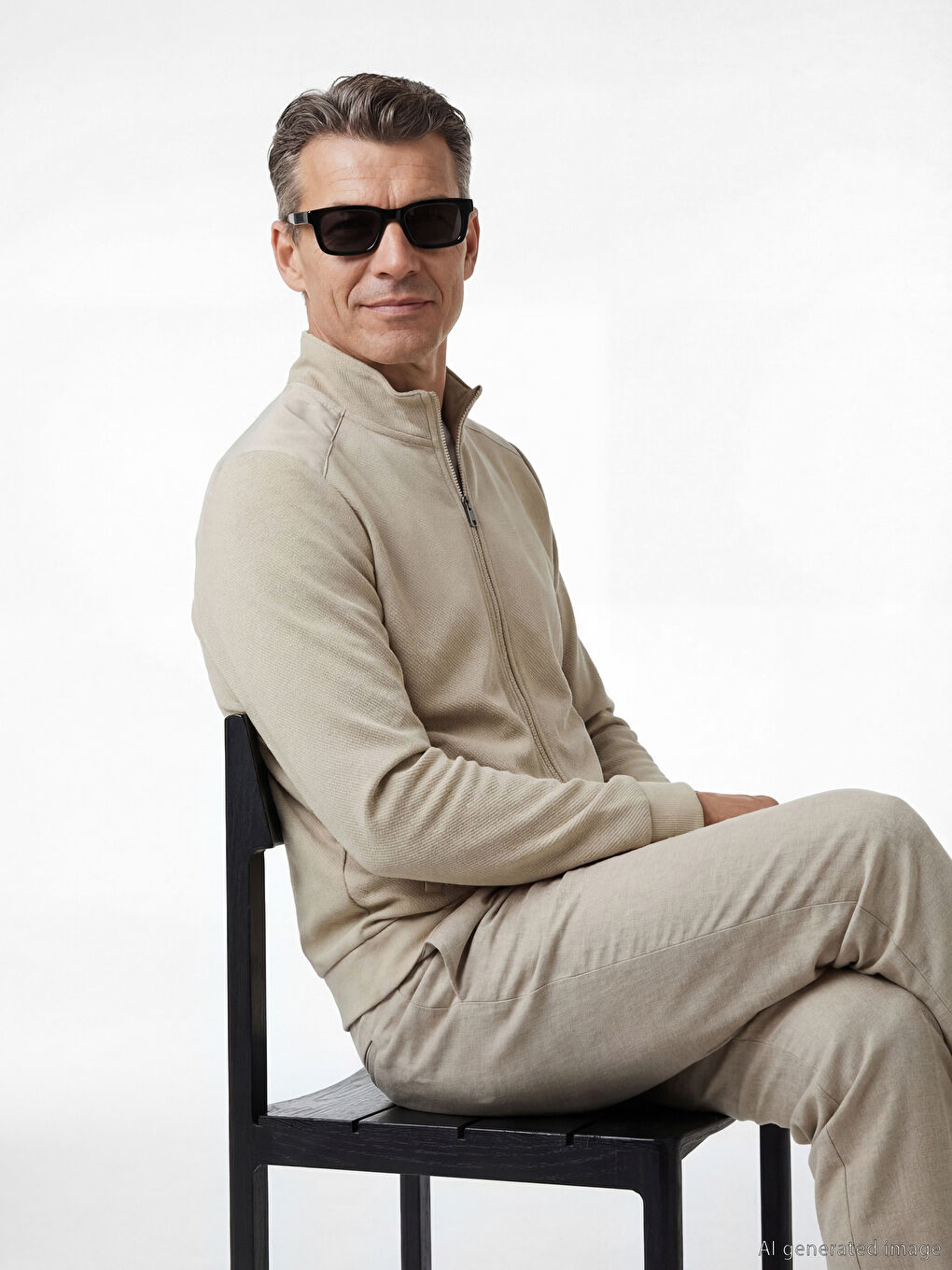 Ανδρικό φούτερ με ψηλό γιακά και φερμουάρ