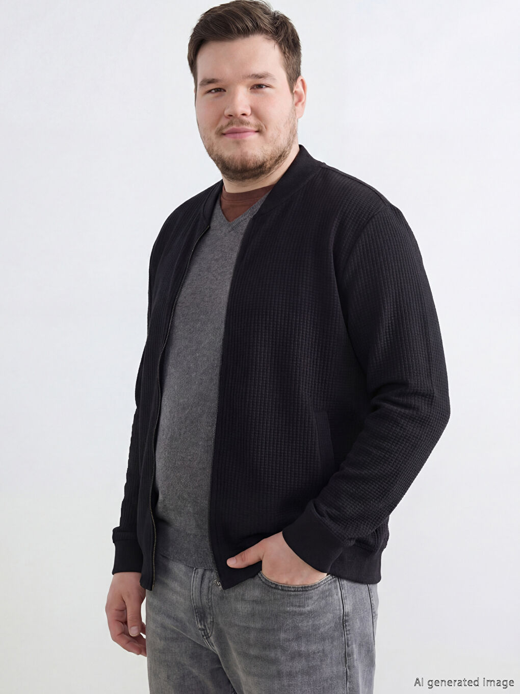 Kolej Yaka Erkek Fermuarlı Sweatshirt-1