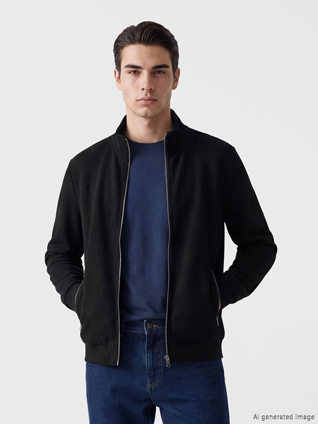 Muški sweatshirt s visokim ovratnikom i patentom