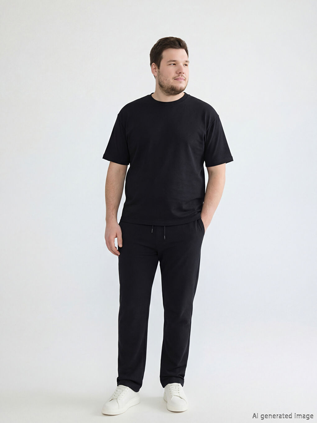 Siyah Standart Kalıp Erkek Eşofman Altı-1