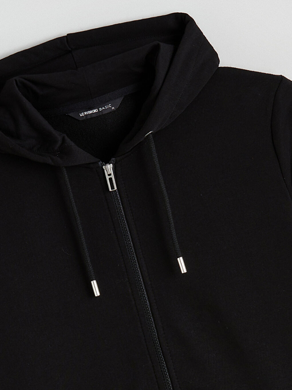 Siyah Standart Kalıp Kapüşonlu Erkek Fermuarlı Sweatshirt-5