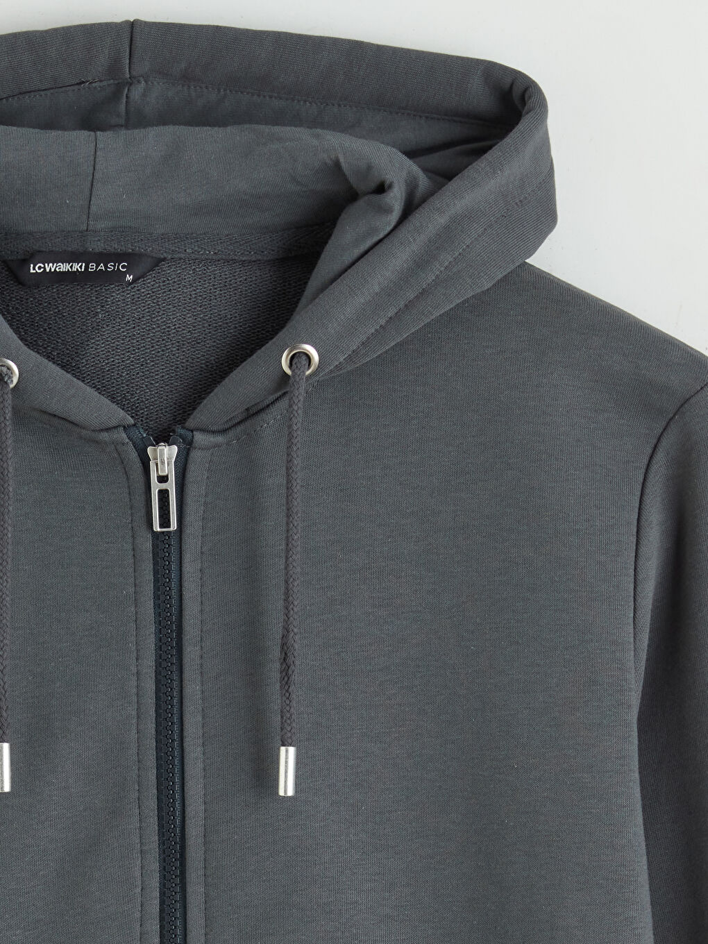 Antrasit Standart Kalıp Kapüşonlu Erkek Fermuarlı Sweatshirt-1