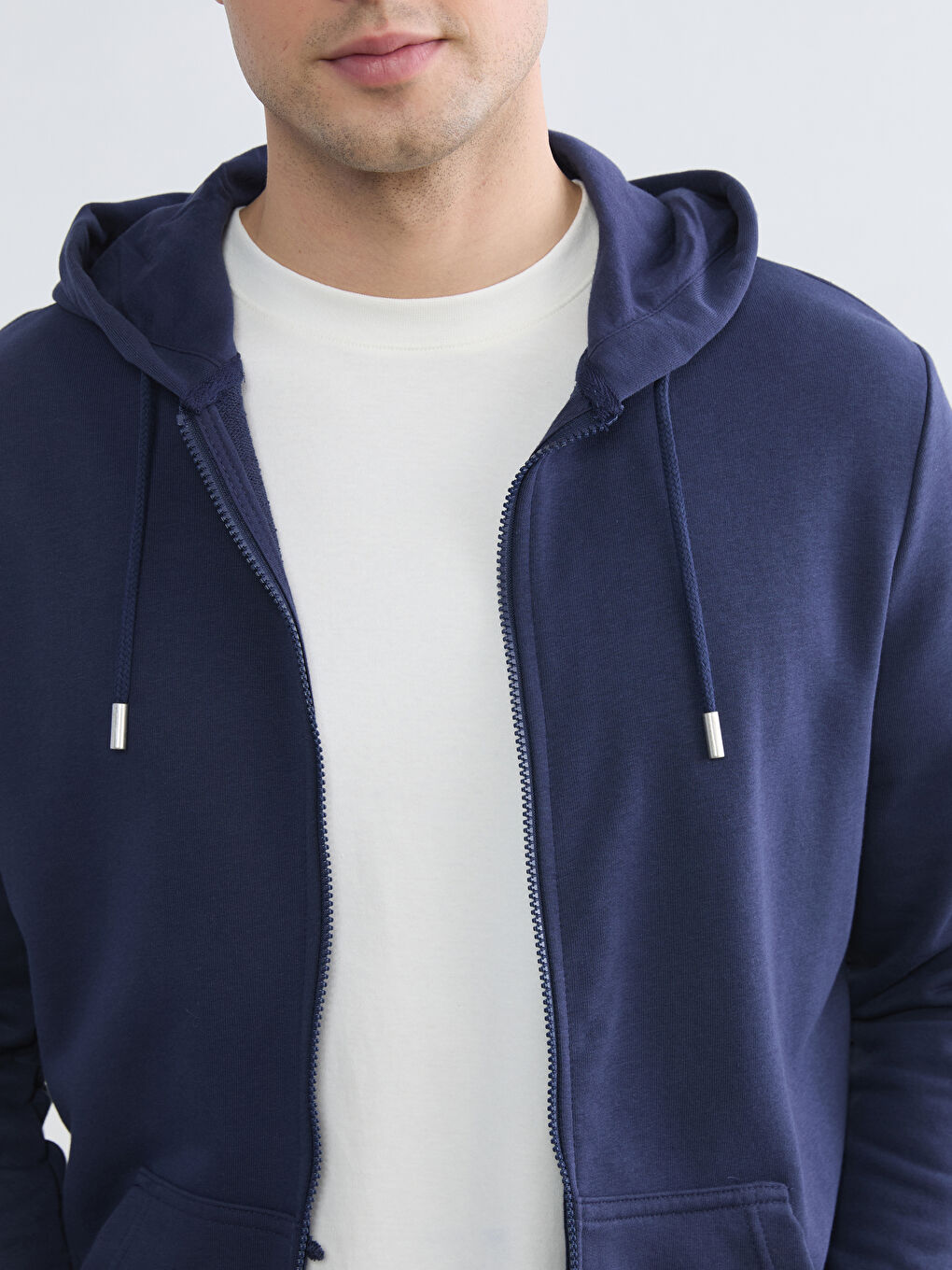 رجال سويت شيرت بسحاب بقبّ ذو طابع عادي-2