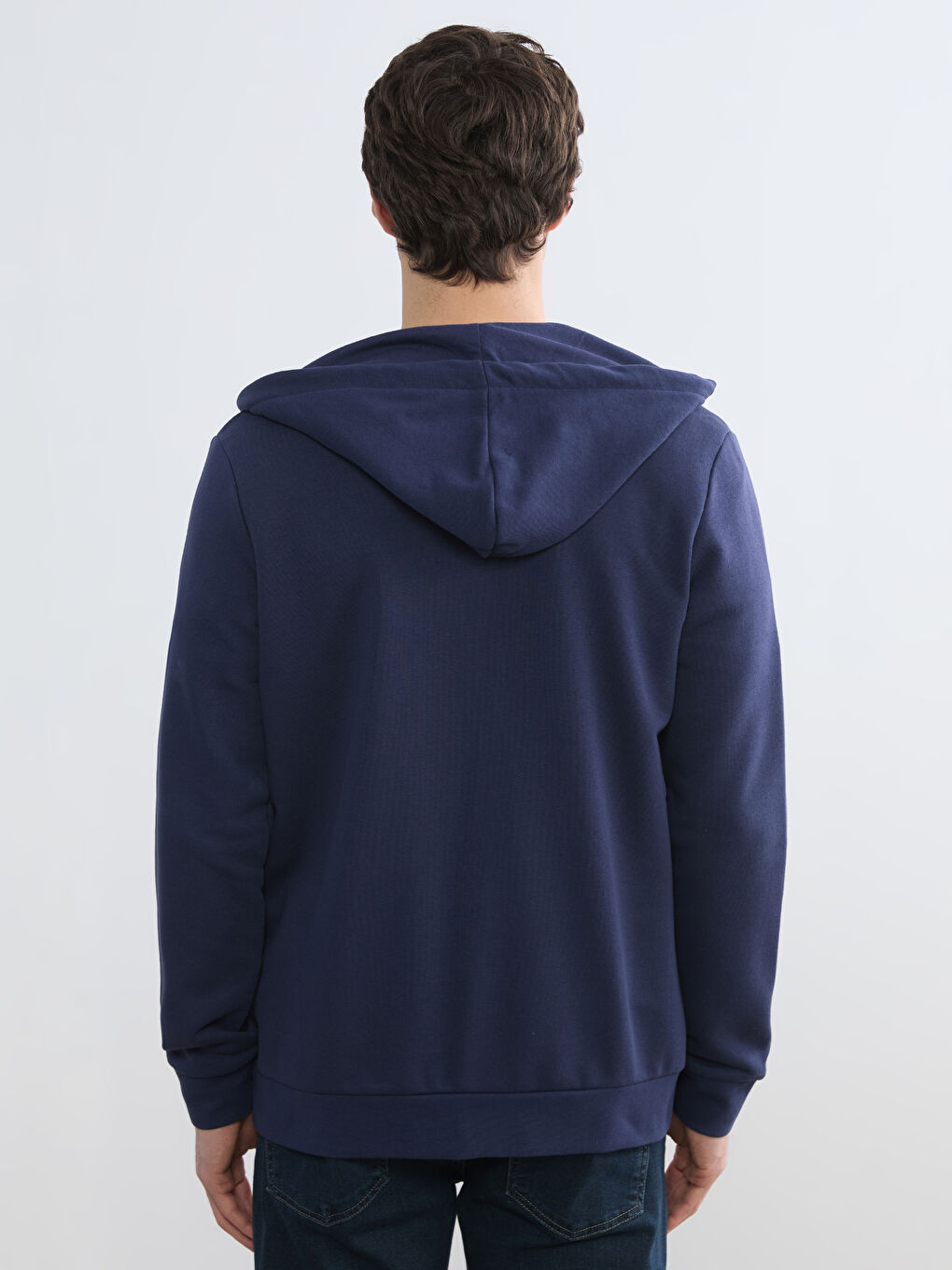 رجال سويت شيرت بسحاب بقبّ ذو طابع عادي-3