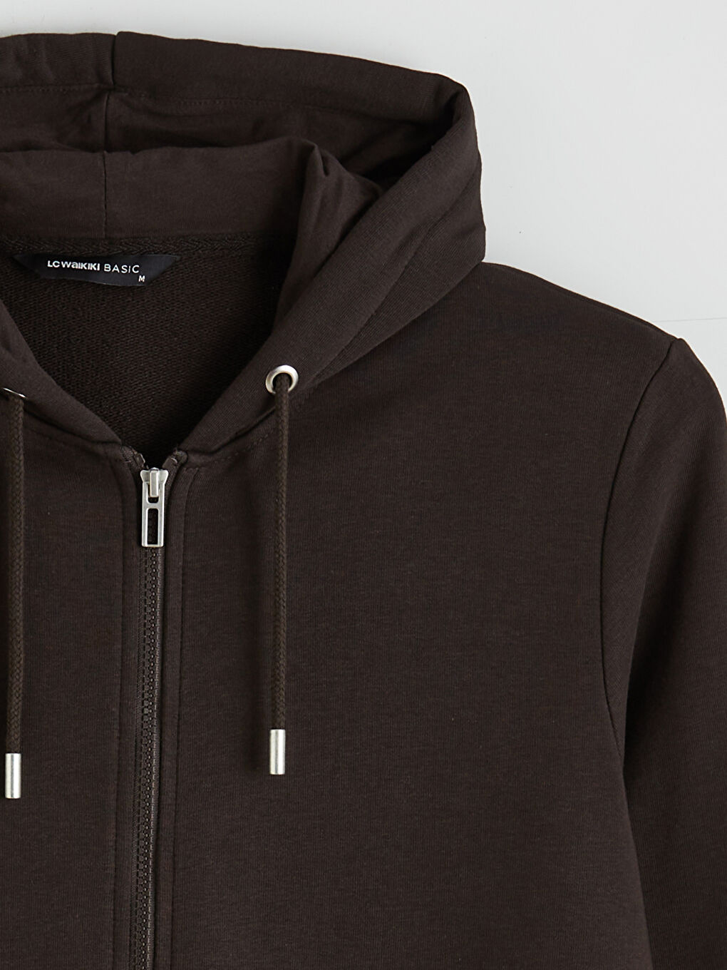 Kahverengi Standart Kalıp Kapüşonlu Erkek Fermuarlı Sweatshirt-1